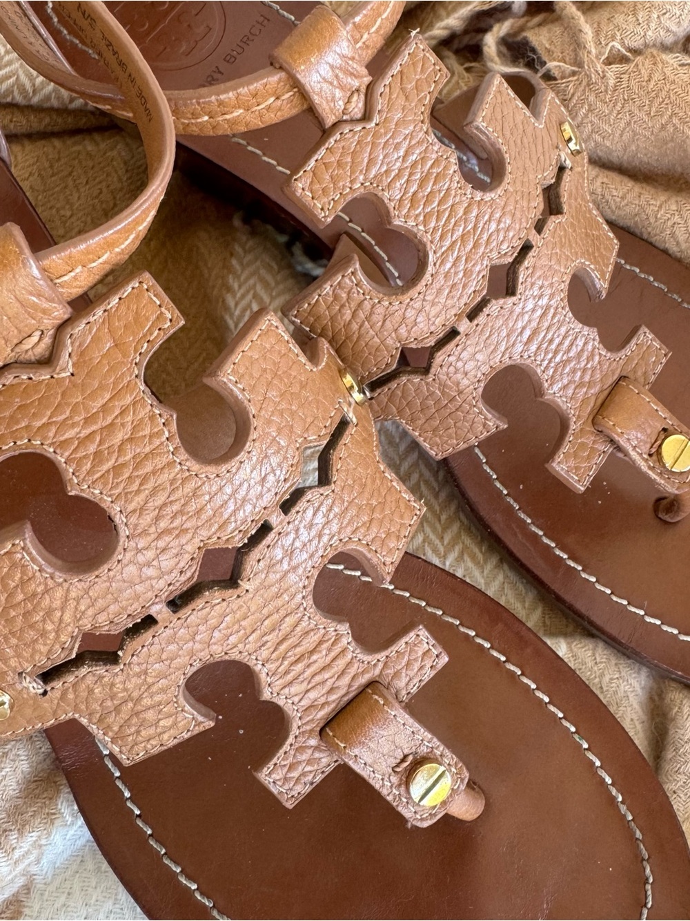 Tory Burch Womens Chandler Wedge Sandals Brown Leather Ankle Strap Size 8.5 M - Picture 3 of 8